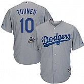 Dodgers 10 Justin Turner Gray 2018 World Series Cool Base Player Jersey Dzhi,baseball caps,new era cap wholesale,wholesale hats